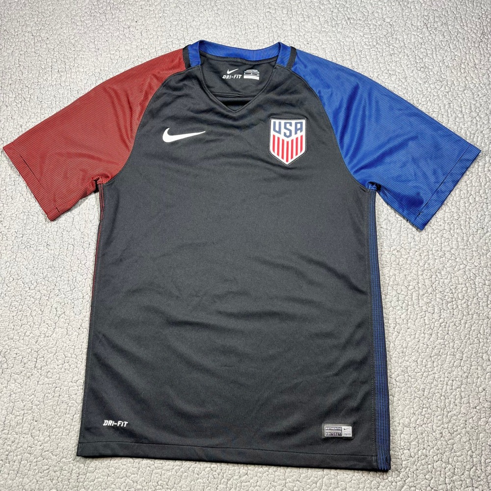 Nike USA Soccer Jersey Mens Small Black Red Blue Dri-FIT Training Top 724641-010